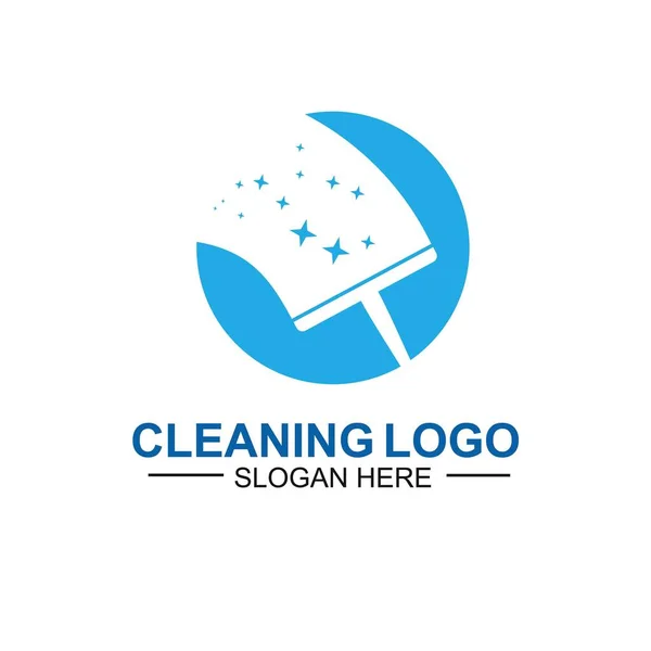 Modelo Logotipo Limpeza Manutenção Limpeza Apartamentos Escritórios — Vetor de Stock
