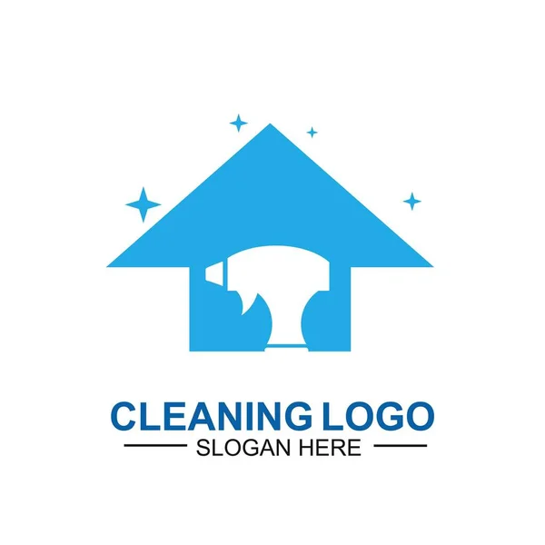 Temizlik Bakım Logosu Şablonu Daireleri Ofisleri Temizliyorum — Stok Vektör