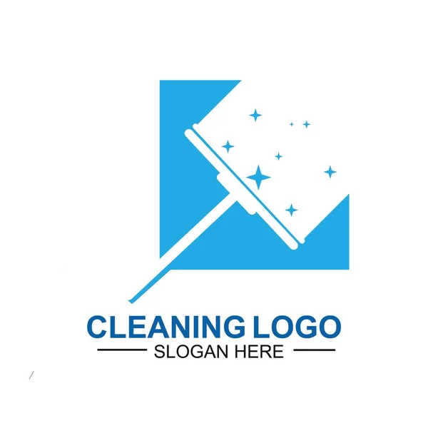 Szablon Logo Czyszczenia Konserwacji Sprzątanie Apartamentów Biur — Wektor stockowy