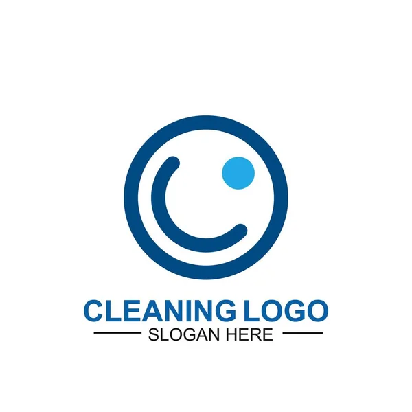 Temizlik Bakım Logosu Şablonu Daireleri Ofisleri Temizliyorum — Stok Vektör