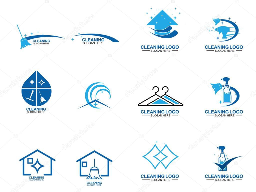 Set of Cleaning And Maintenance Logo Template. cleaning apartments and offices.