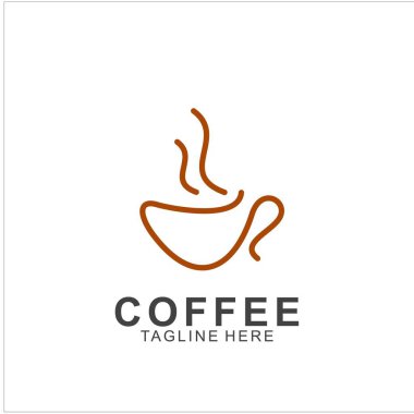Modern konseptli kahve logosu tasarımı. Simge kahve fincanı vektör şablonu