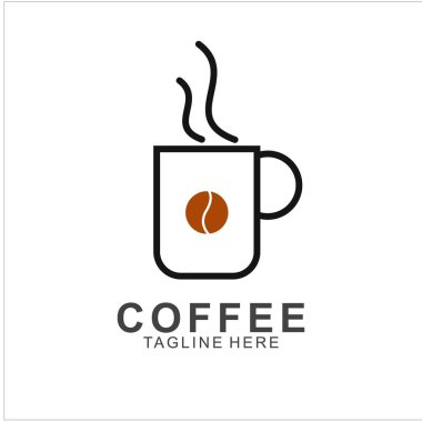 Modern konseptli kahve logosu tasarımı. Simge kahve fincanı vektör şablonu