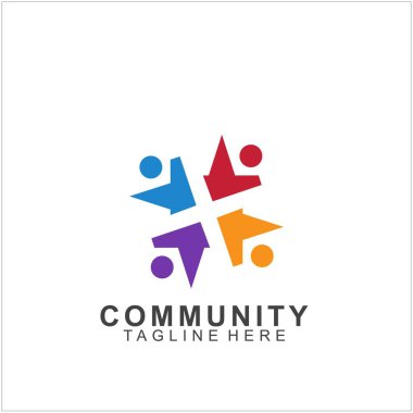 Takım Çalışması Logosu Tasarımı. Sosyal Ağ Aile Arkadaşları simgesi. Vektör illüstrasyonu