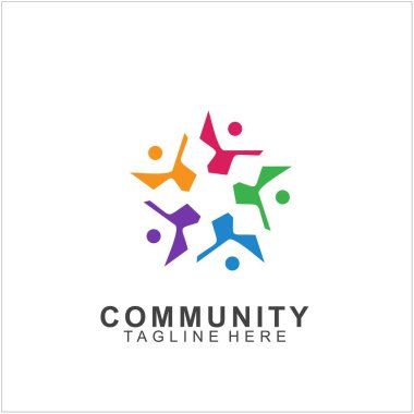 Takım Çalışması Logosu Tasarımı. Sosyal Ağ Aile Arkadaşları simgesi. Vektör illüstrasyonu