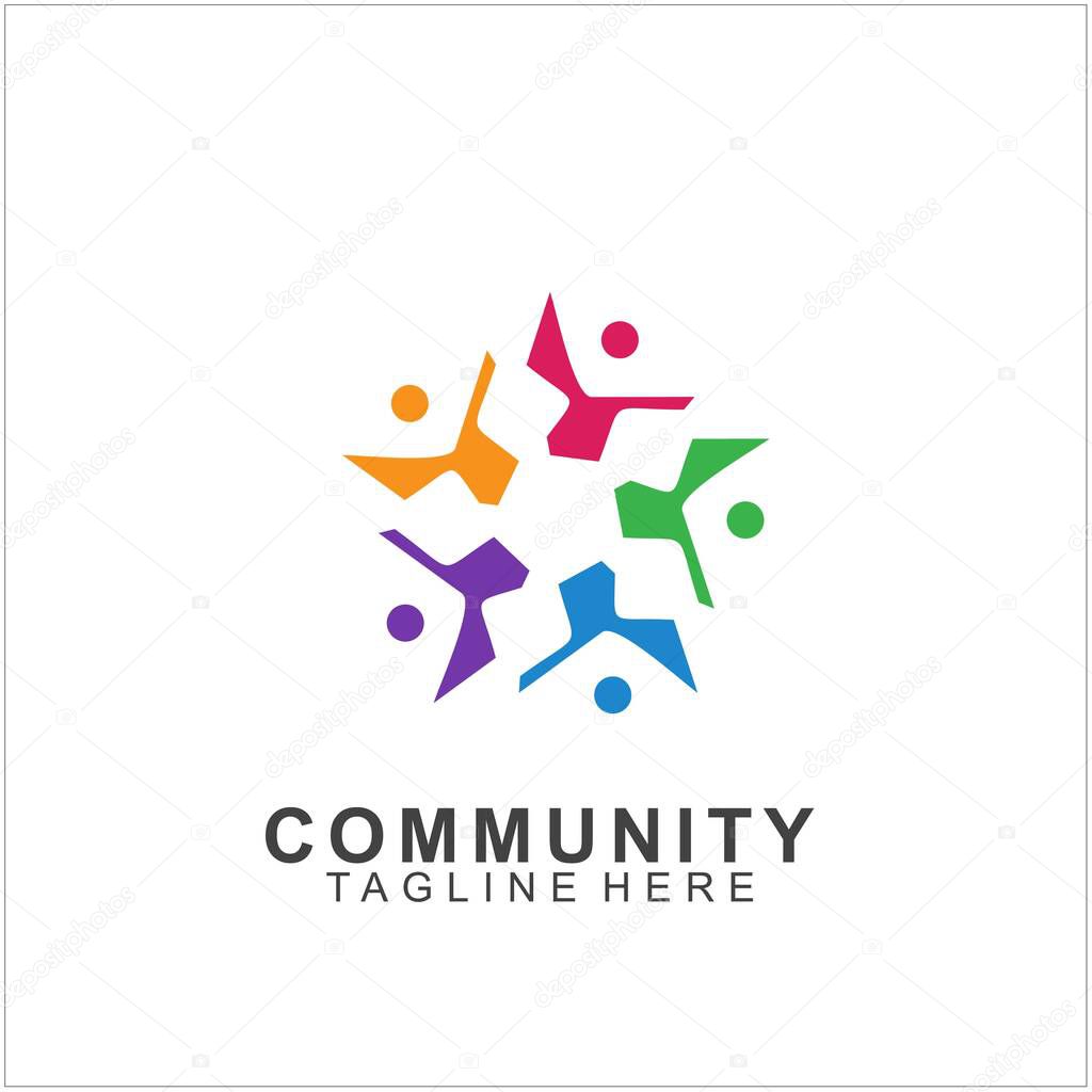 Team Work Logo Design. Social Network Family Friends icon. Vector illustration