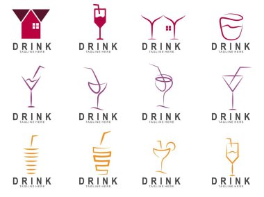 Modern Meyve Suyu logosu dizaynı. Cam simge vektör illüstrasyonu