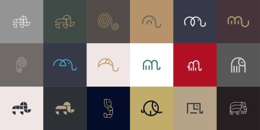 Modern konseptli Fil Logosu Tasarımı. Simge fil vektörü