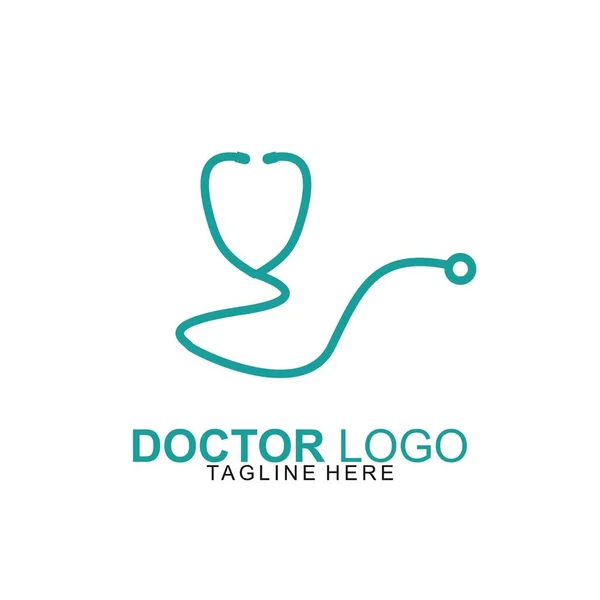 Desain Templat Logo Dokter Desain Logo Stetoskop Ilustrasi Vektor - Stok Vektor