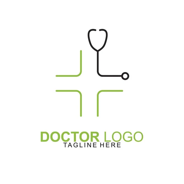 Desain Templat Logo Dokter Desain Logo Stetoskop Ilustrasi Vektor - Stok Vektor