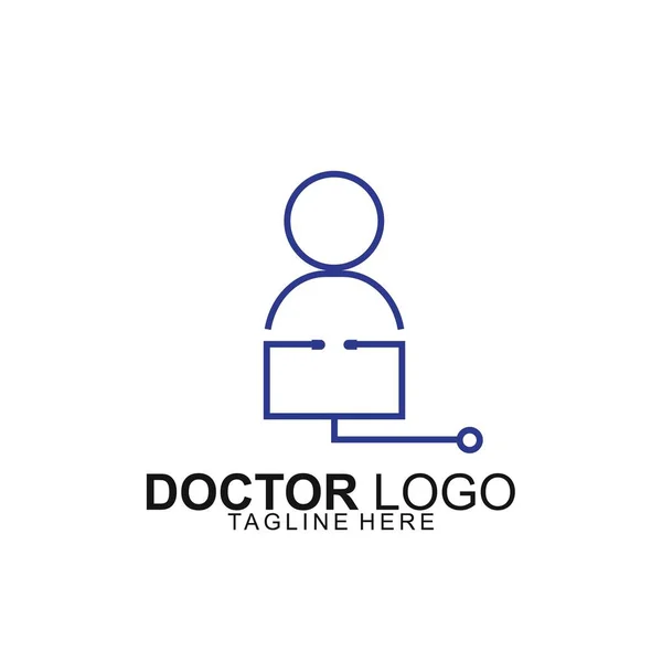 Desain Templat Logo Dokter Desain Logo Stetoskop Ilustrasi Vektor - Stok Vektor