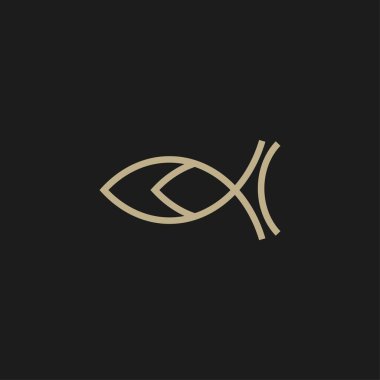 Birinci sınıf balık logosu tasarımı. Soyut simge balık vektör çizimi