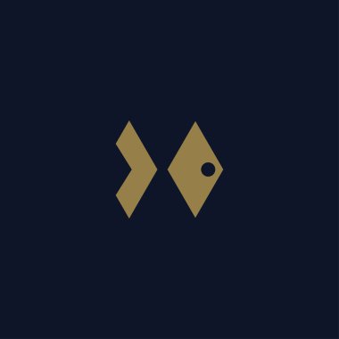 Birinci sınıf balık logosu tasarımı. Soyut simge balık vektör çizimi