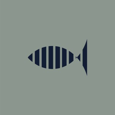 Birinci sınıf balık logosu tasarımı. Soyut simge balık vektör çizimi