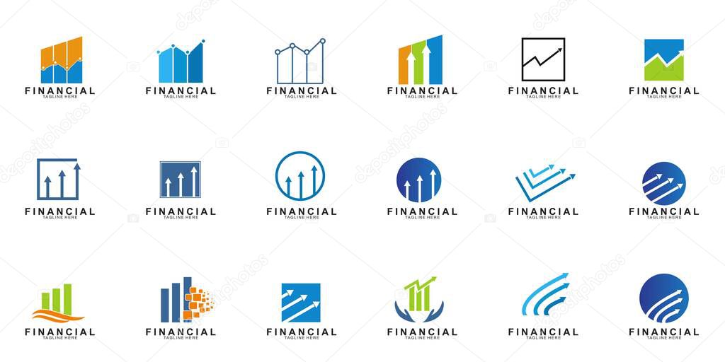 Set of Financial and accounting business logo design. Icon financial vector