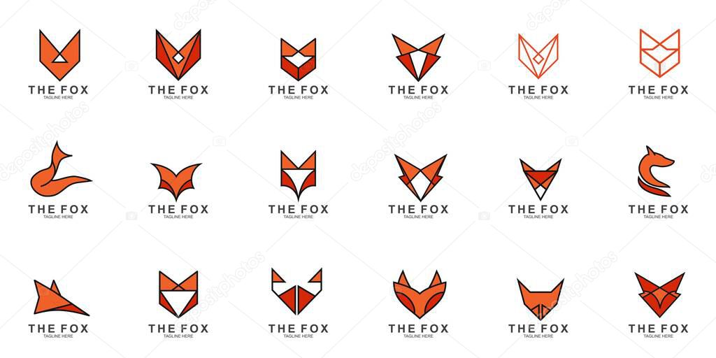 Set of Fox logo with modern concept. Vector icon fox design