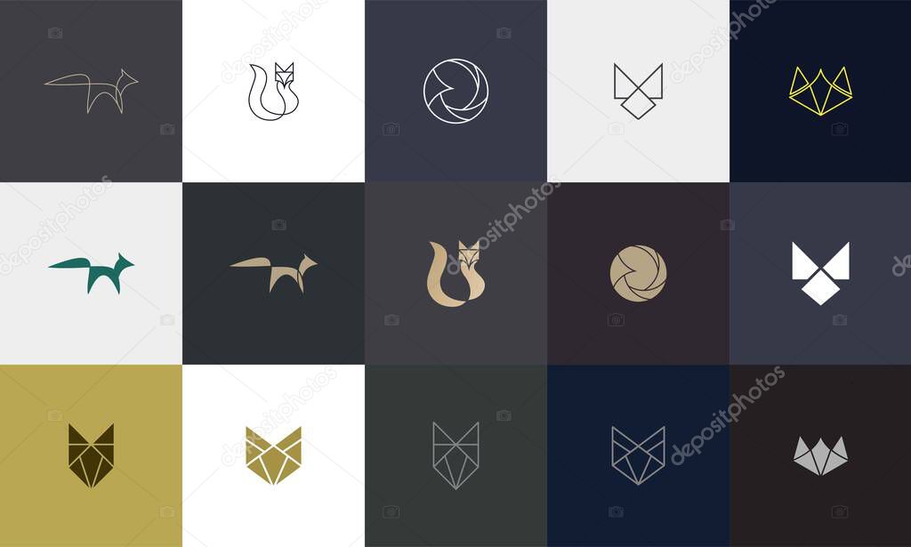Set of Fox logo with modern concept. Vector icon fox design