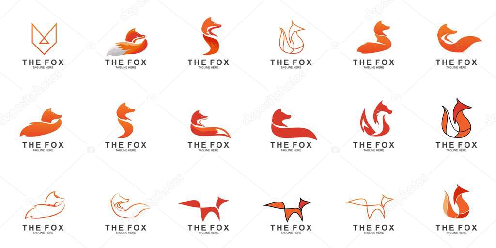 Set of Fox logo with modern concept. Vector icon fox design