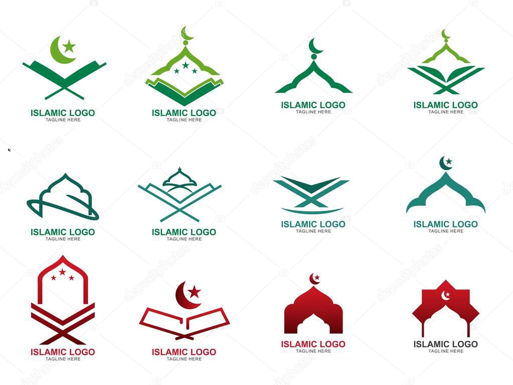 Set of Islamic Logo Design Template. Mosque Icon Design Template