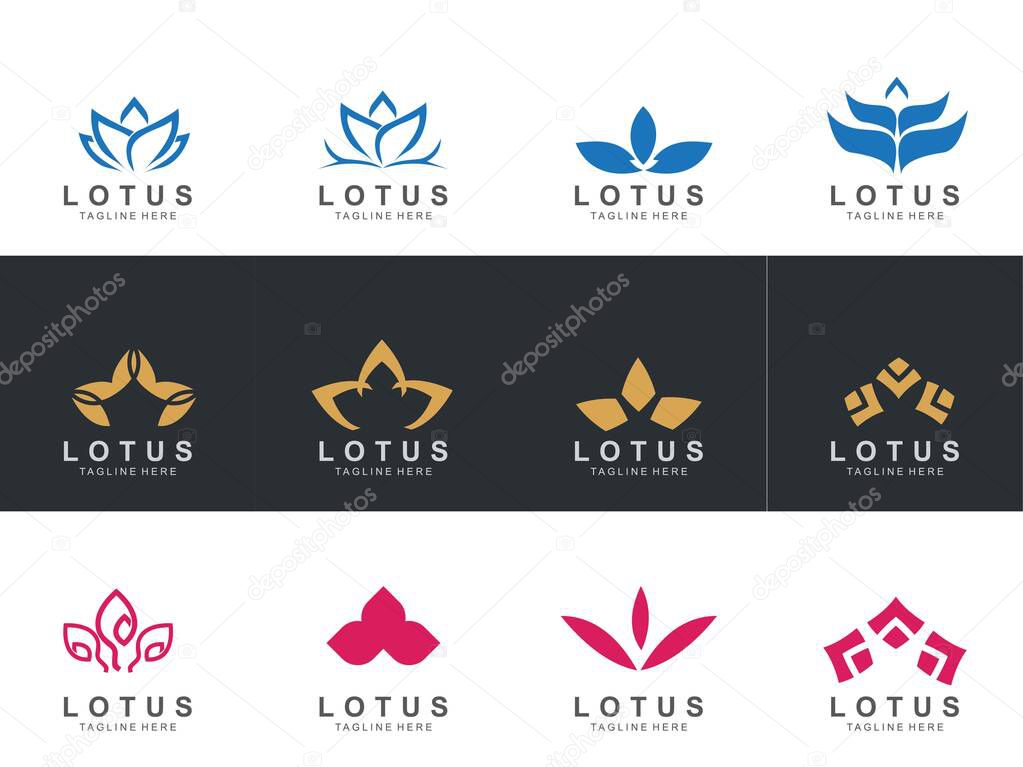 Set of Lotus logo with modern concept. Icon lotus vector illustration