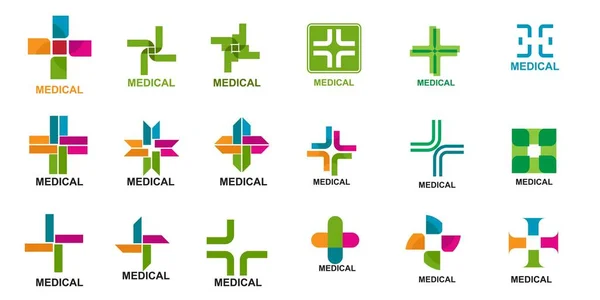 Zestaw Szablonów Logo Zdrowie Logo Medical Cross — Wektor stockowy