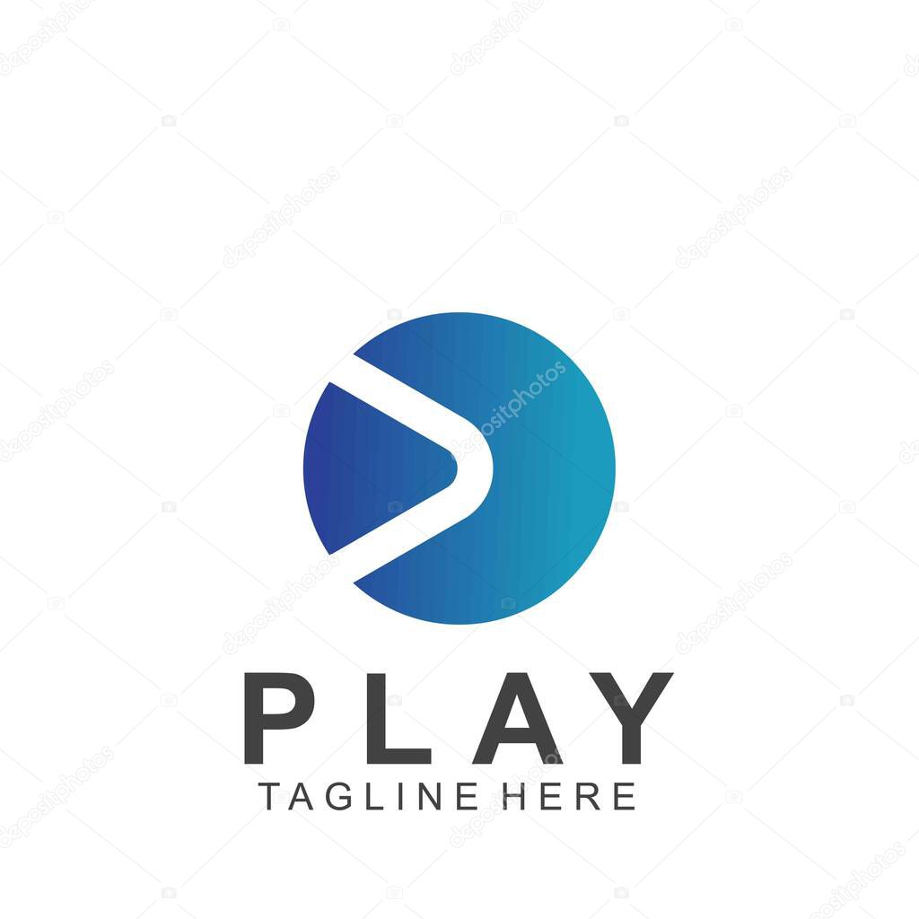 Abstract play button logo design. Icon play button vector illustration