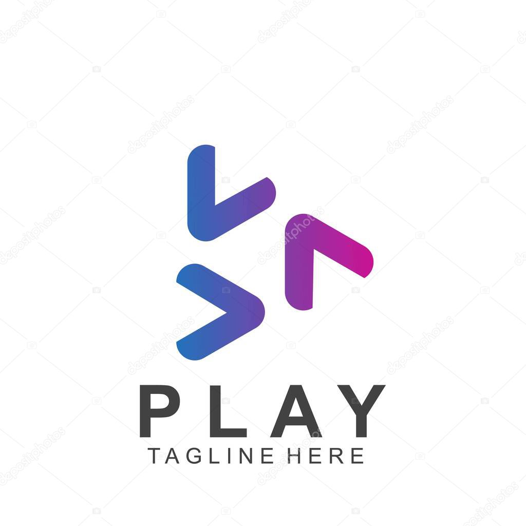 Abstract play button logo design. Icon play button vector illustration