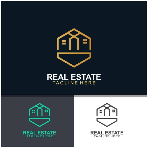 Design Logotipo Imobiliário Design Estilo Moderno Elegante — Vetor de Stock