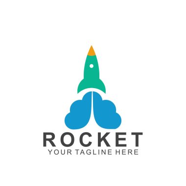 Modern konseptli roket logosu tasarımı. Simge roket çizimi