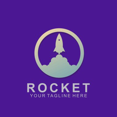 Modern konseptli roket logosu tasarımı. Simge roket çizimi