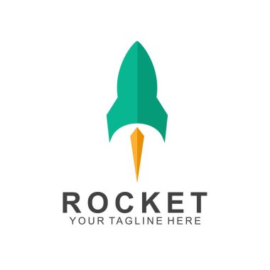 Modern konseptli roket logosu tasarımı. Simge roket çizimi