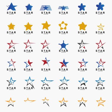 Premium yıldız logo dizaynı seti. Soyut simge yıldız vektör şablonu