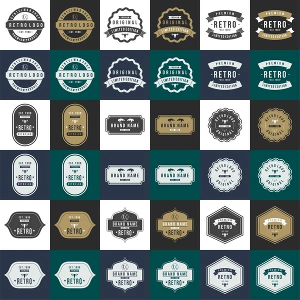 Ensemble Design Vintage Rétro Eléments Design Vectoriel Étiquettes Badges — Image vectorielle