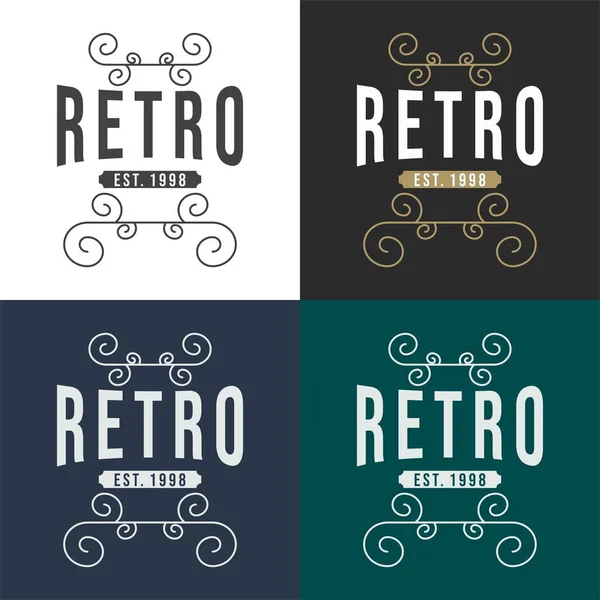 Set Diseño Retro Vintage Elementos Diseño Vectorial Etiquetas Insignias — Vector de stock