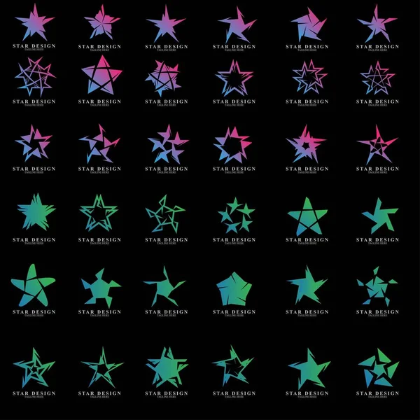 Zestaw Logo Gwiazdy Premium Abstrakcyjny Wzór Wektora Gwiazdy Ikony — Wektor stockowy