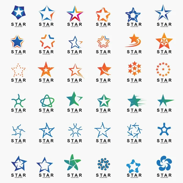 Set Mit Premium Star Logo Design Abstrakte Icon Sternvektorvorlage — Stockvektor