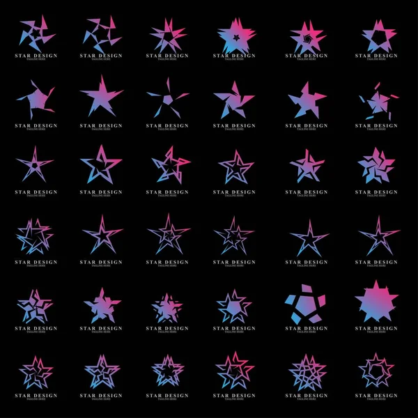 Zestaw Logo Gwiazdy Premium Abstrakcyjny Wzór Wektora Gwiazdy Ikony — Wektor stockowy