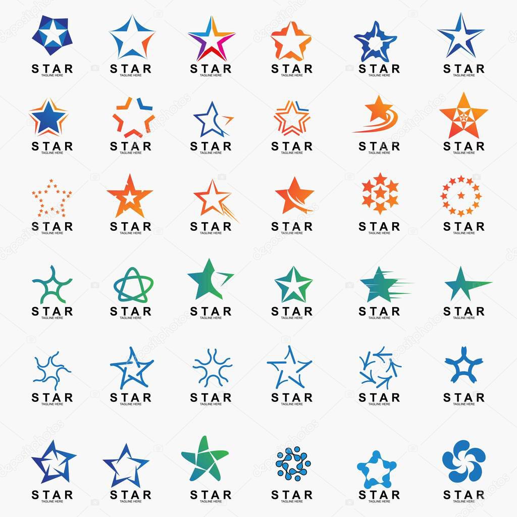 Set of Premium star logo design. Abstract icon star vector template