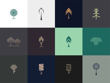 Premium Ağaç Logosu Tasarımı. Soyut Ağaç Simgesi Vektör İllüstrasyonu