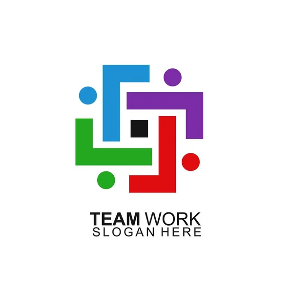 Diseño Del Logotipo Del Trabajo Equipo Diseño Logo Equipo Red — Vector de stock