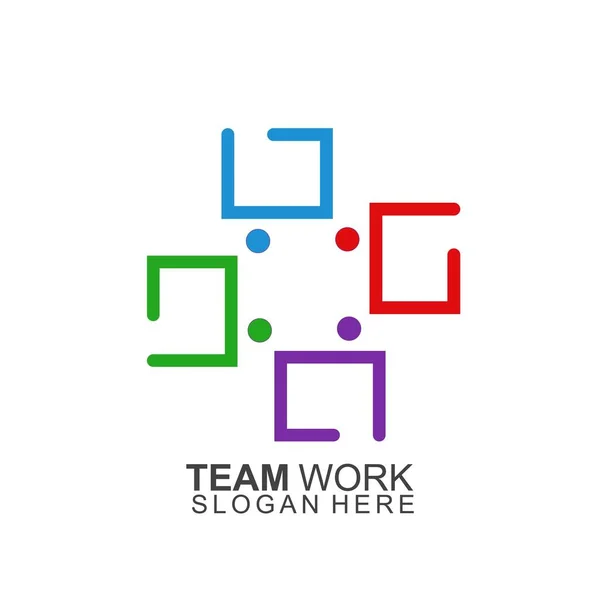 Design Logotipo Trabalho Equipe Design Logo Equipe Rede Social Moderna —  Vetores de Stock