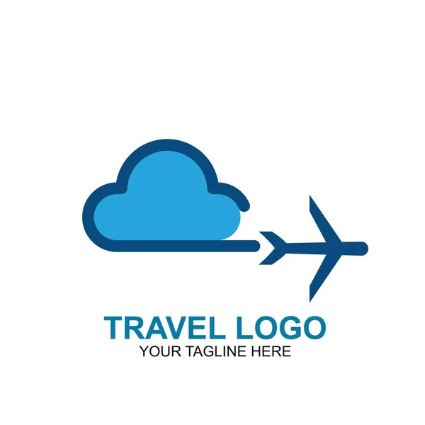 Modelo Design Logotipo Viagem Vetor Viagem Avião Ícone — Vetor de Stock