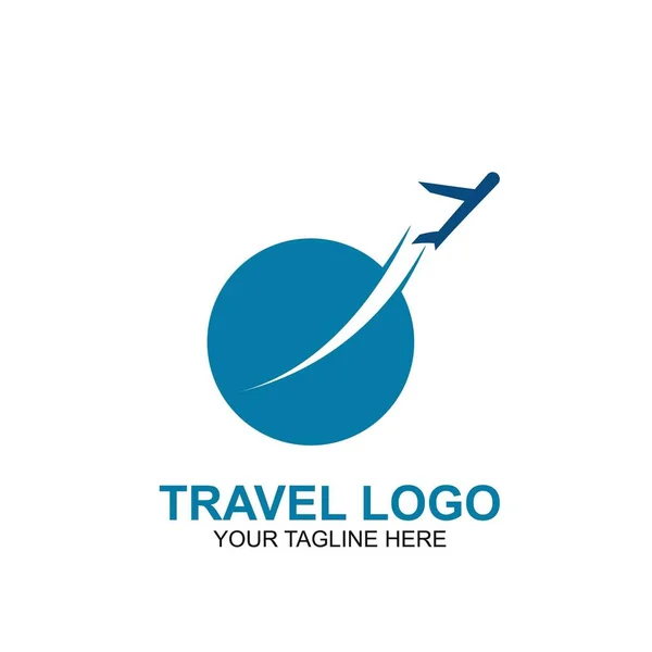 Modelo Design Logotipo Viagem Vetor Viagem Avião Ícone — Vetor de Stock