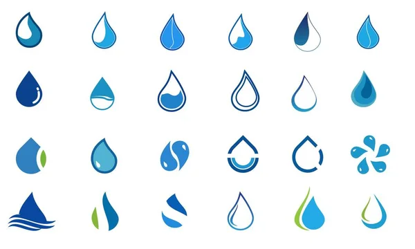 Set Med Water Droppe Logotyp Design Med Modernt Koncept Olja — Stock vektor