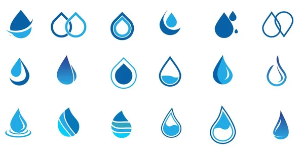 Set Med Water Droppe Logotyp Design Med Modernt Koncept Olja — Stock vektor