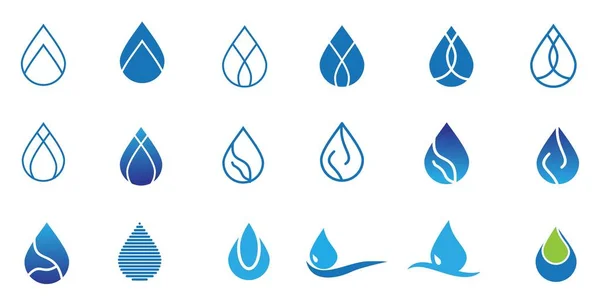 Set Med Water Droppe Logotyp Design Med Modernt Koncept Olja — Stock vektor
