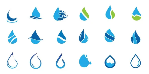 Set Von Wassertropfen Logo Design Mit Modernem Konzept Illustration Der — Stockvektor