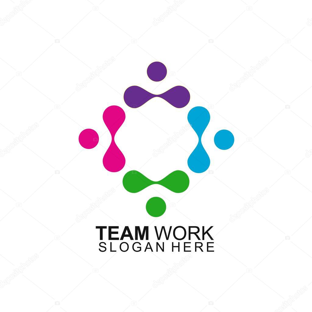 Team Work Logo Design. Modern Social Network Team Logo Design