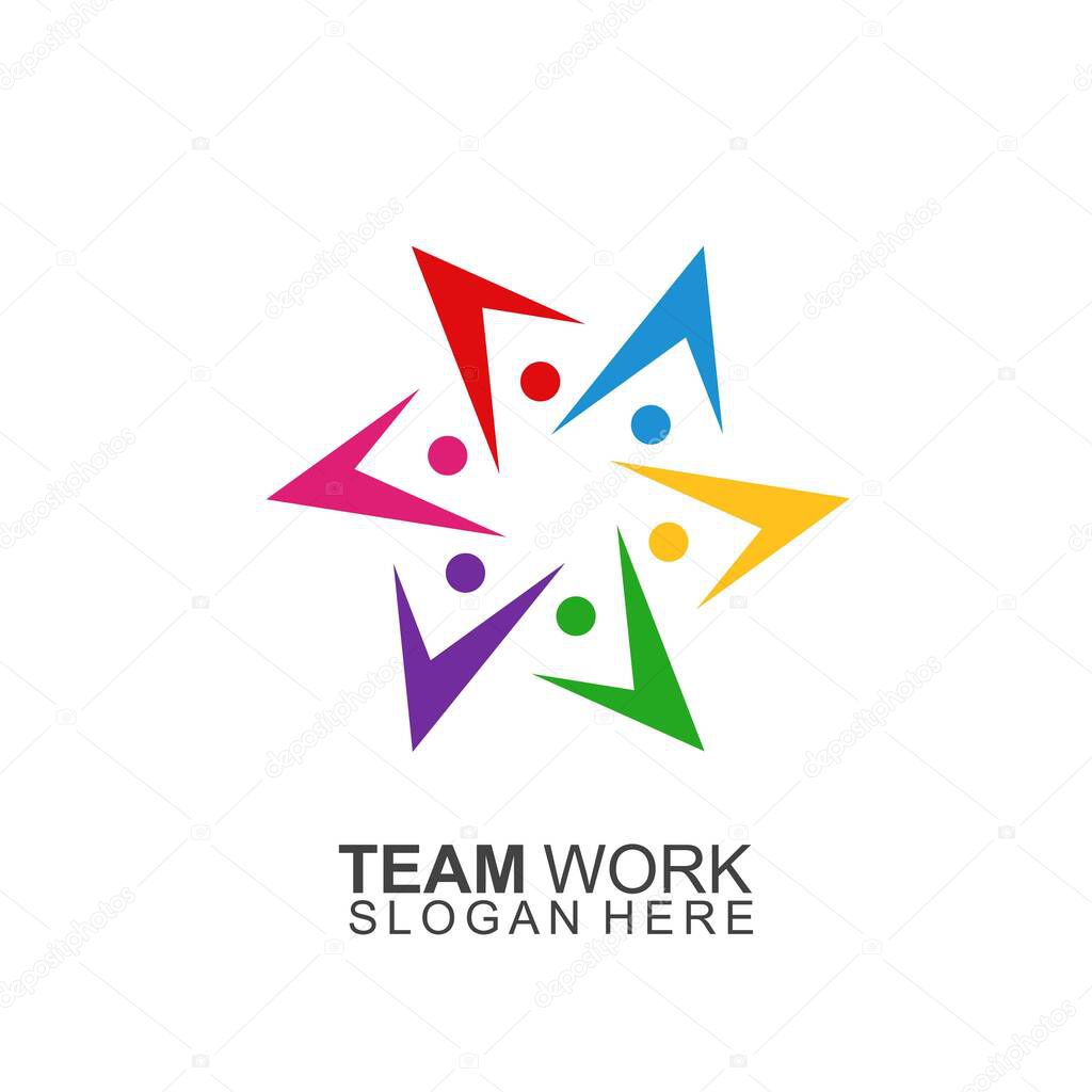 Team Work Logo Design. Modern Social Network Team Logo Design