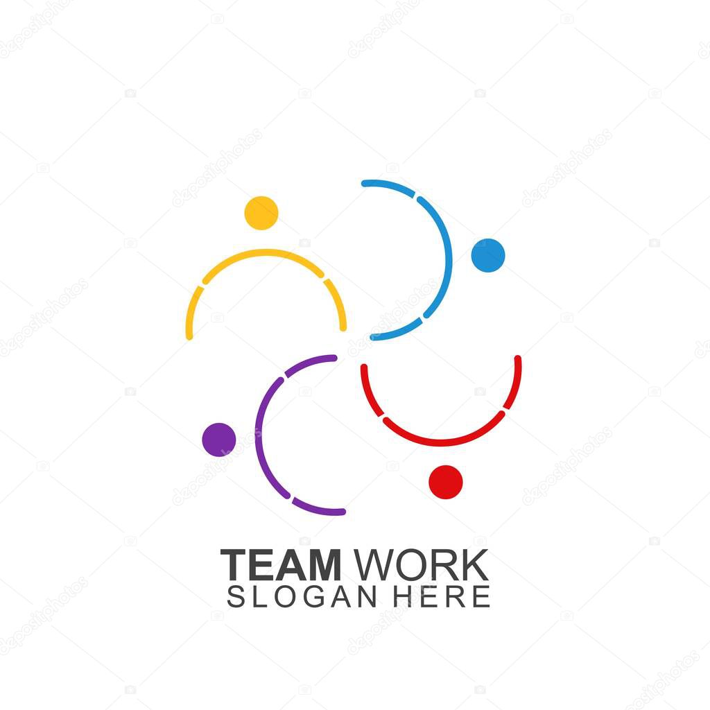 Team Work Logo Design. Modern Social Network Team Logo Design